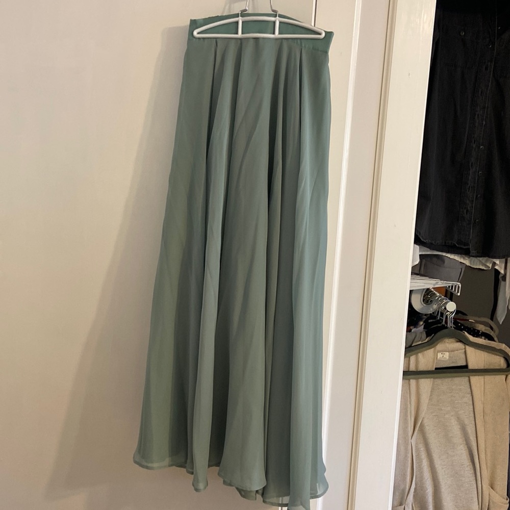 Seafoam green flowy long skirt